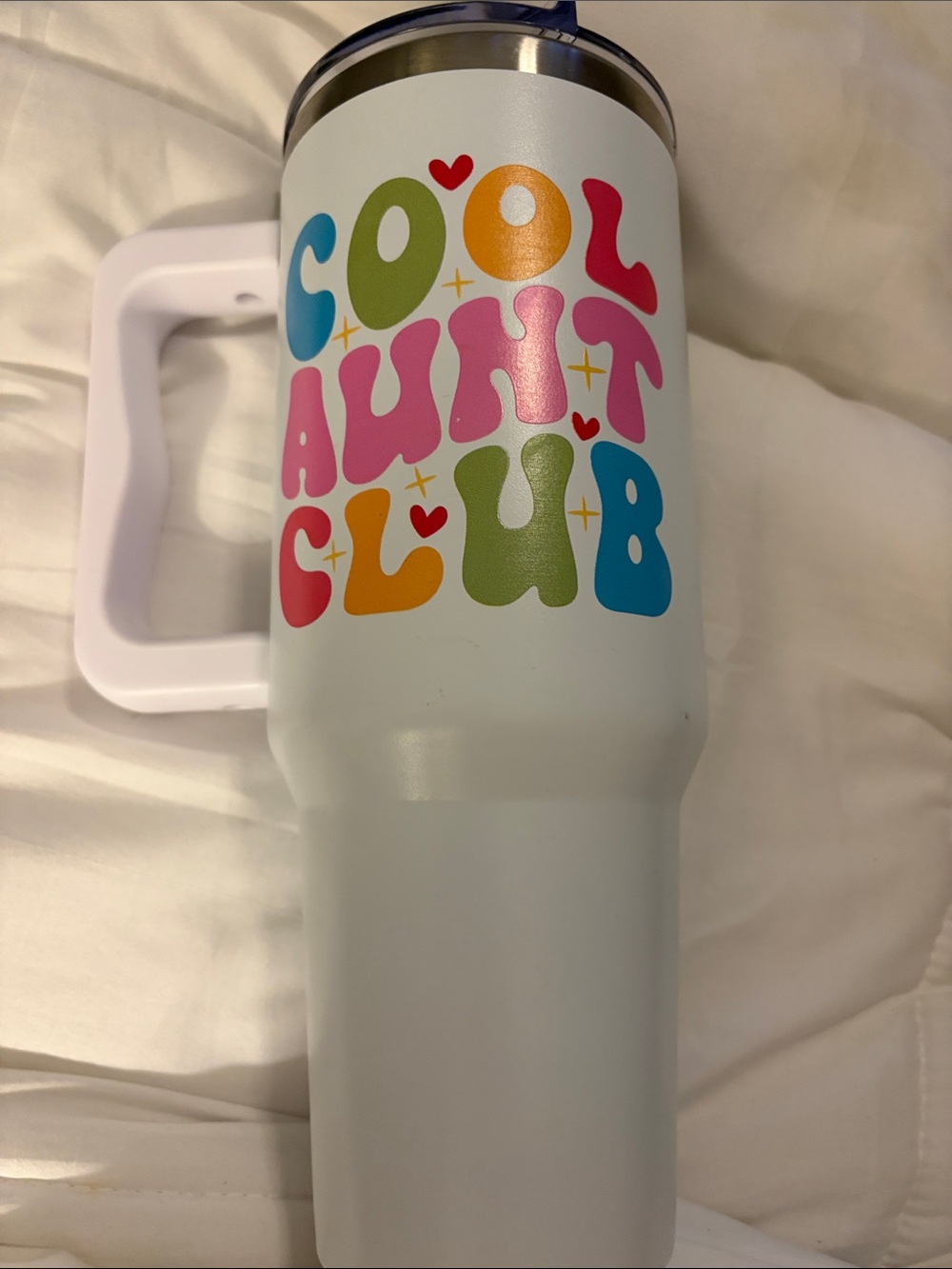 Source Unknown White Travel Mug with Multicolor 'Cool Aunt Club' Graphic